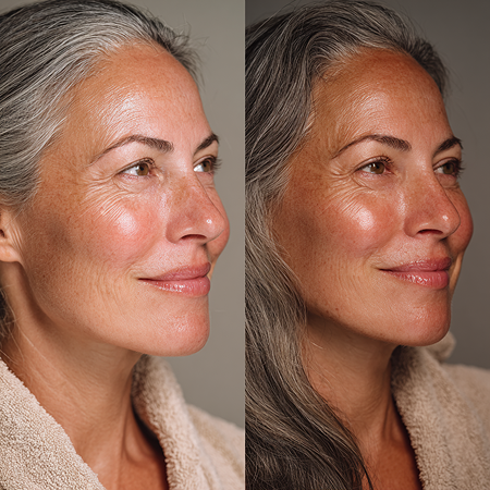 Woman Skin - Before and After Using the Lifecell Glow